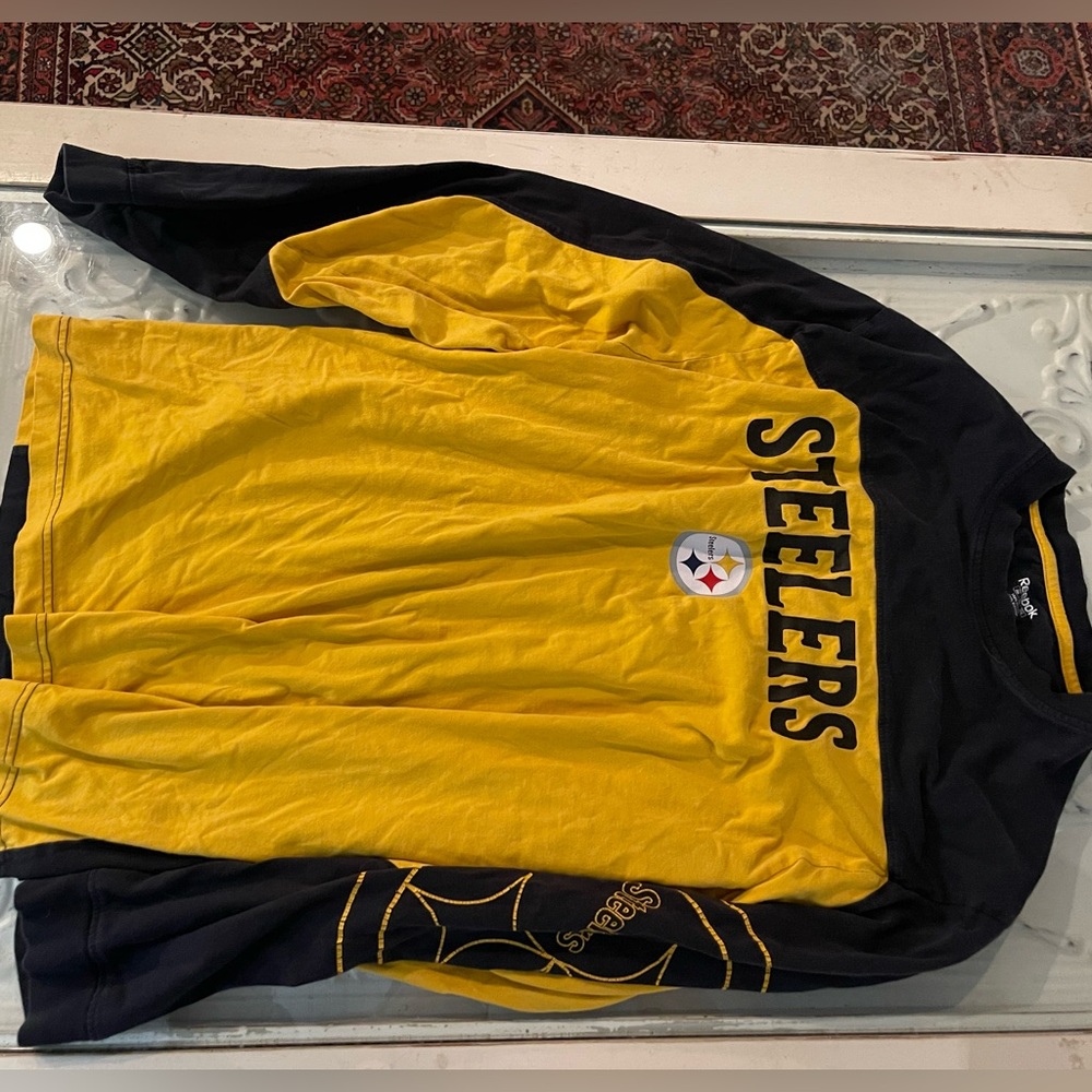 Reebok Steelers Black and Yellow Long sleeve Shirt